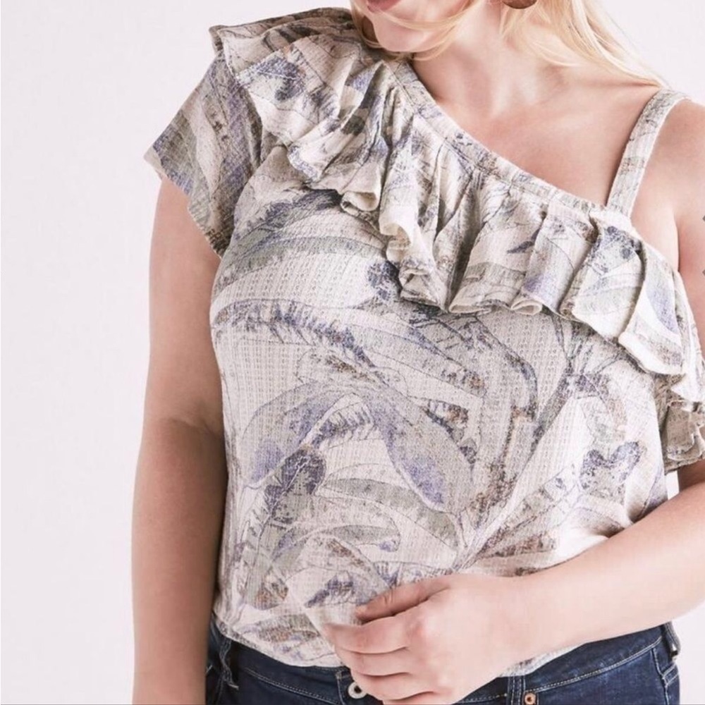 NEW Lucky Brand Lightweight Linen Rayon Blend Flowy Neutral Flowy 3X Blouse Top